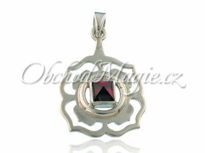 Stříbrné čakrové šperky-Přívěsek kořenová čakra Muladhara s granátem, AG 925/1000