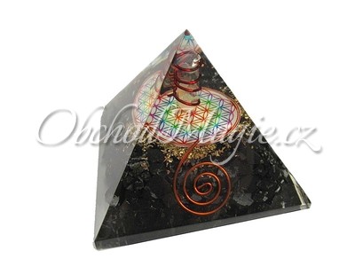 Orgonit-Orgonit pyramida Květ života 7 cm
