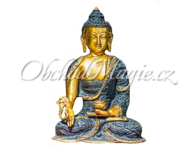 Buddha-Buddha Léčitel socha bronzová s patinou 21,5cm