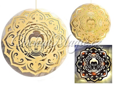 Dekorace Feng Shui-Buddha světelná dekorace ze dřeva Ø 30cm