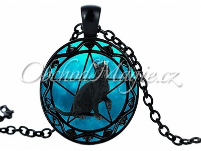 Pentagram-Černá kočka s pentagramem ochranný amulet