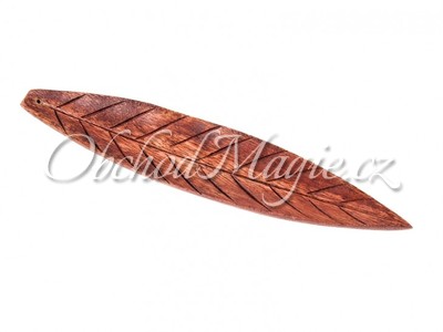 Dřevěné stojánky-BROWN LEAF stojánek na vonné tyčinky z mangového dřeva